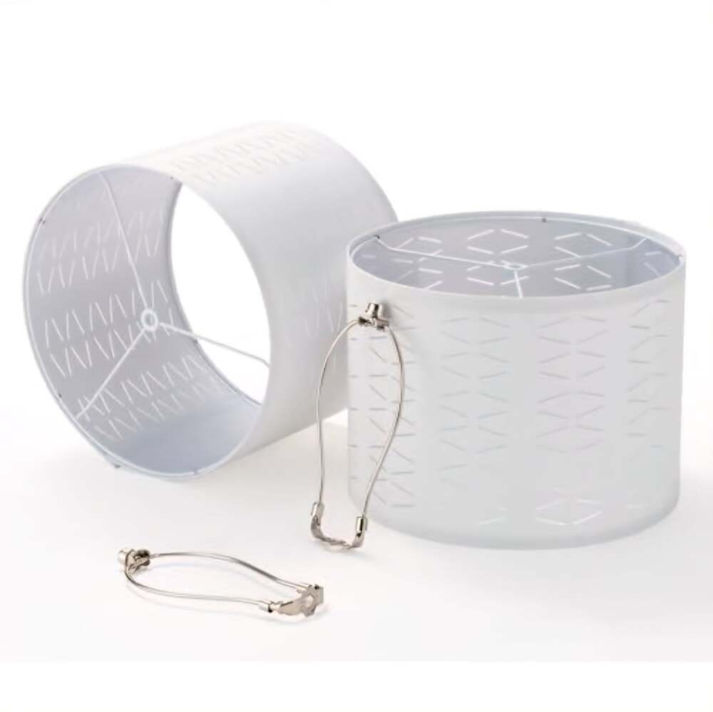 White Metal Hollow Out Drum Lamp Shade with cut-out Pattern NIB